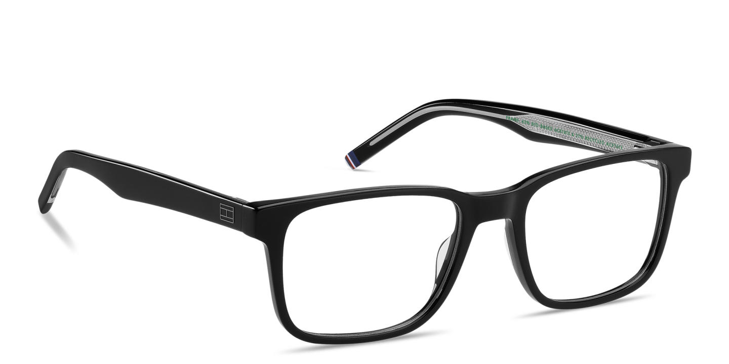 Tommy Hilfiger Logo Rectangle Eyeglasses in Black – Product Photo 3