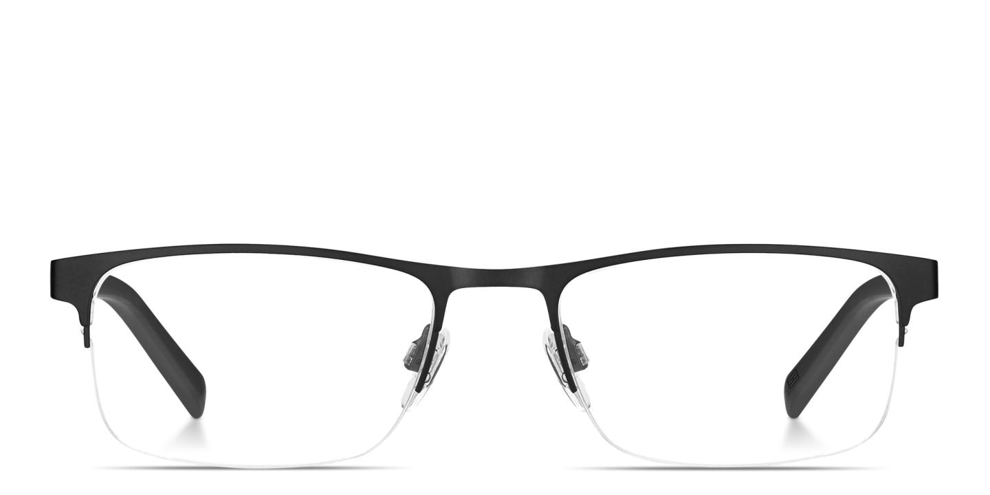 Tommy Hilfiger Logo Half-Rim Rectangle Eyeglasses in Black – Product Photo 0