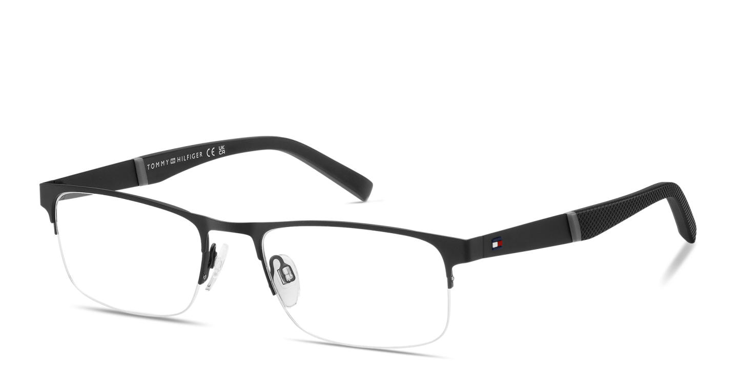 Tommy Hilfiger Logo Half-Rim Rectangle Eyeglasses in Black – Product Photo 1