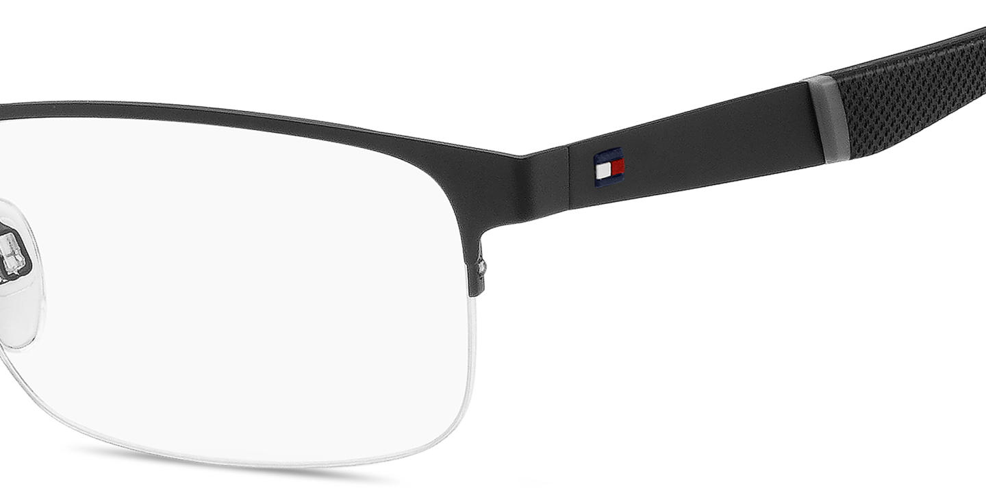 Tommy Hilfiger Logo Half-Rim Rectangle Eyeglasses in Black – Product Photo 2