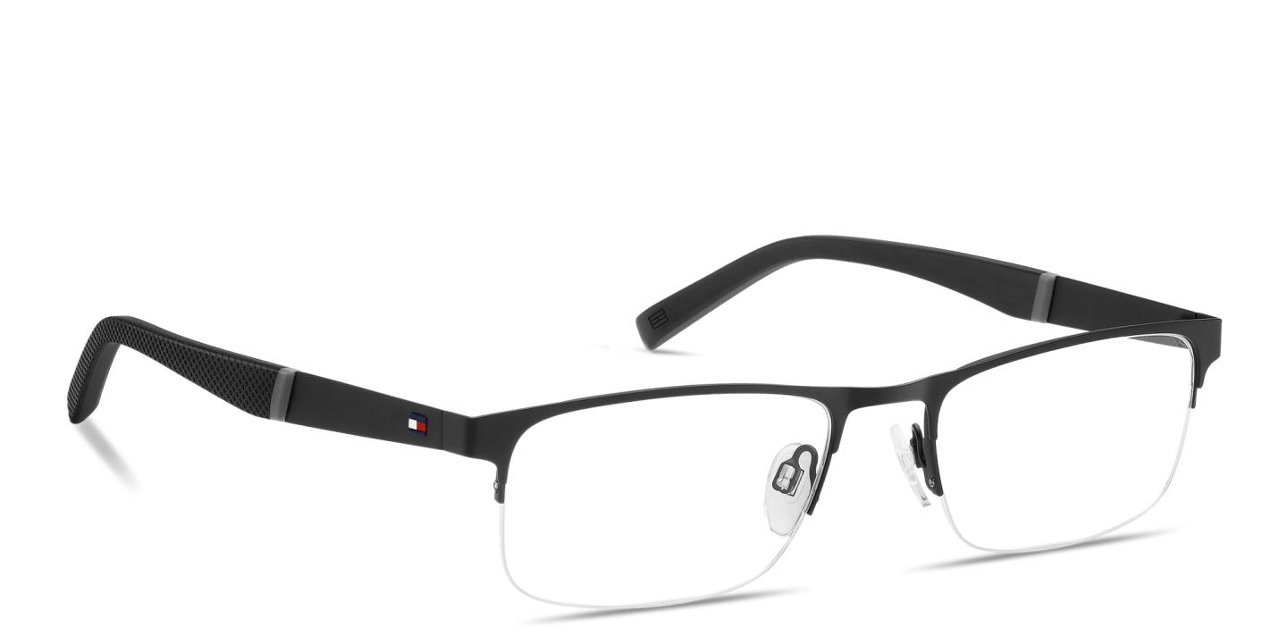 Tommy Hilfiger Logo Half-Rim Rectangle Eyeglasses in Black – Product Photo 3