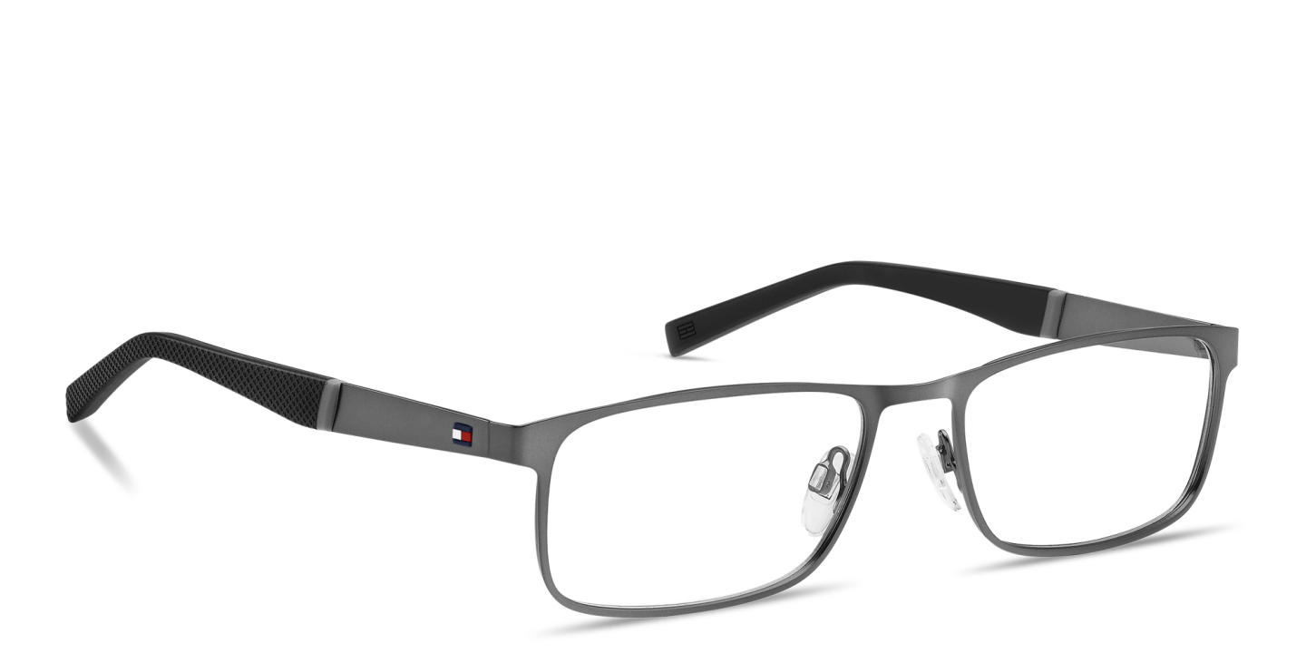 Tommy Hilfiger Logo Rectangle Eyeglasses in Gunmetal – Product Photo 3