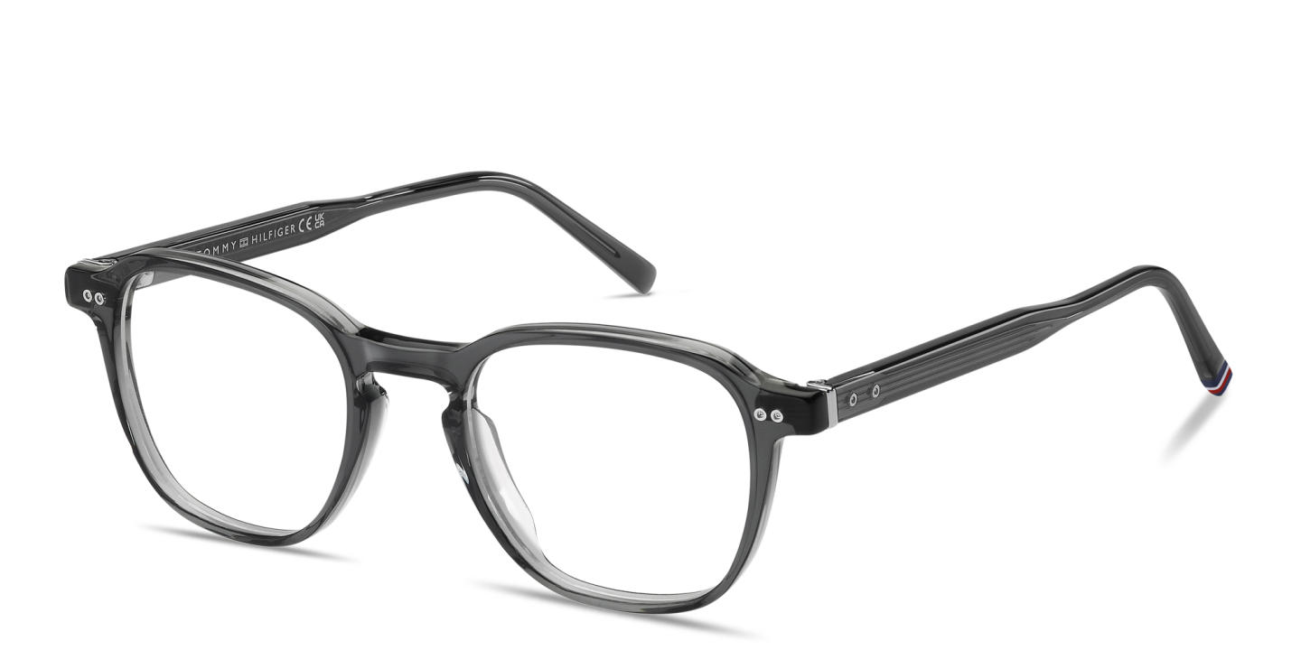 Tommy Hilfiger Logo Square Eyeglasses in Transparent Grey – Product Photo 1