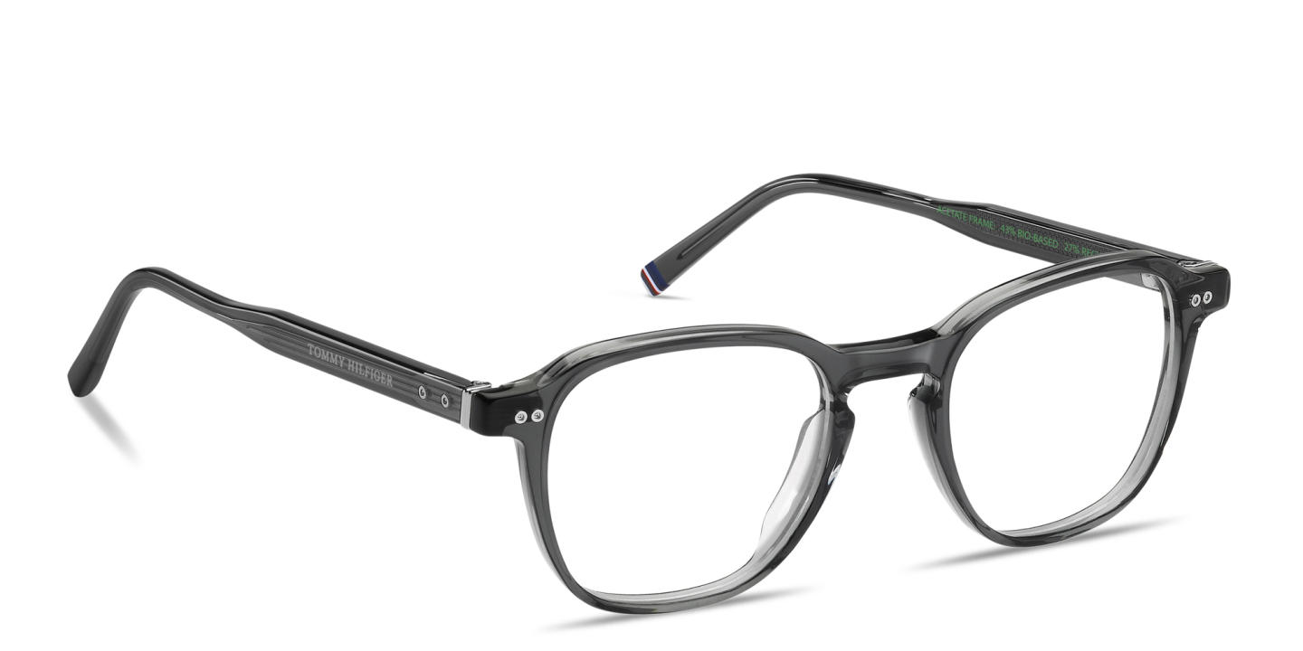 Tommy Hilfiger Logo Square Eyeglasses in Transparent Grey – Product Photo 3
