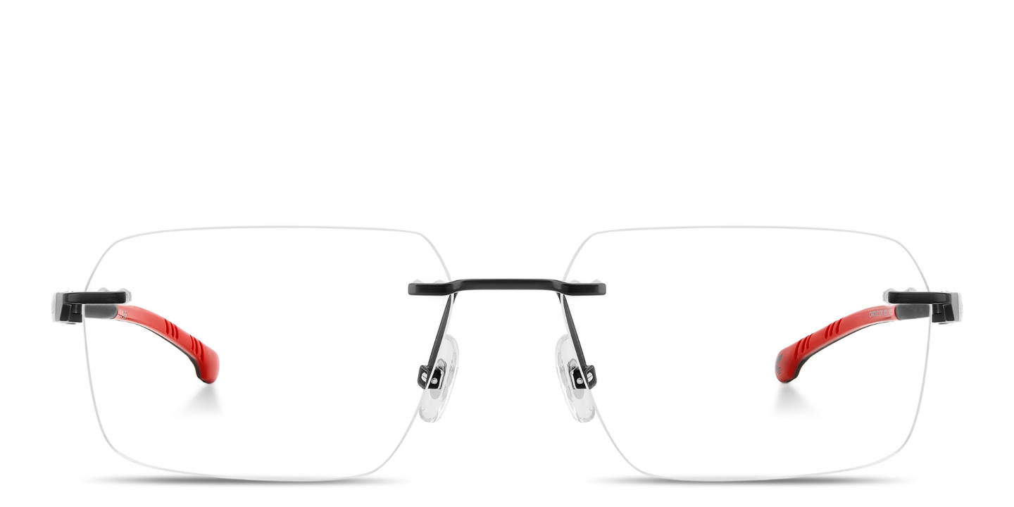 Shop Carrera Ducati Carduc Rimless Rectangle Eyeglasses in Matte Black online.
