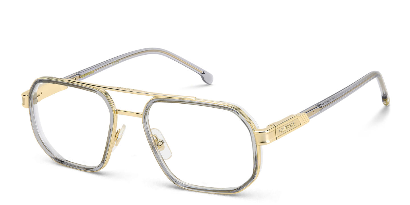 Shop Carrera Logo Aviator Eyeglasses in Gold online.