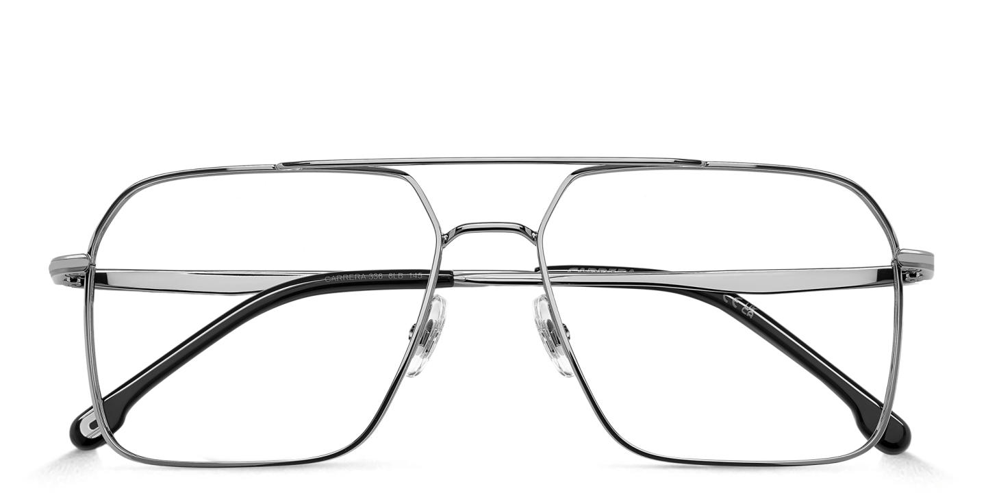 Shop Carrera Logo Aviator Eyeglasses in Silver online.