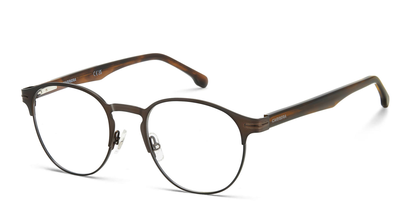 Shop Carrera Logo Round Eyeglasses in Brown online.