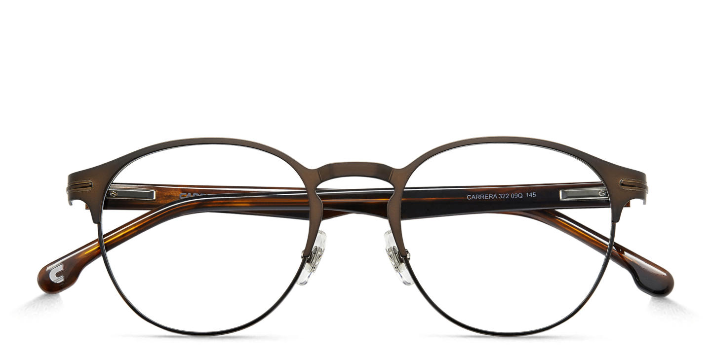 Shop Carrera Logo Round Eyeglasses in Brown online.