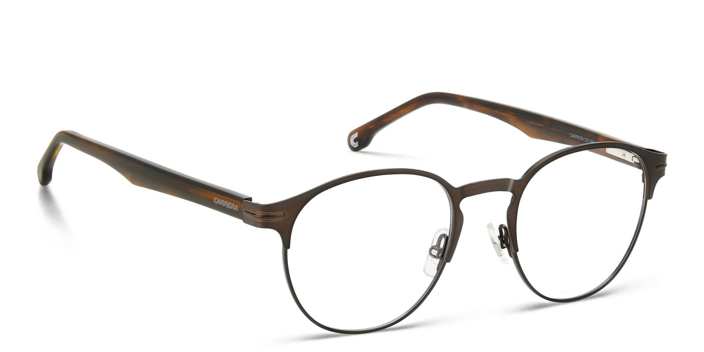 Shop Carrera Logo Round Eyeglasses in Brown online.