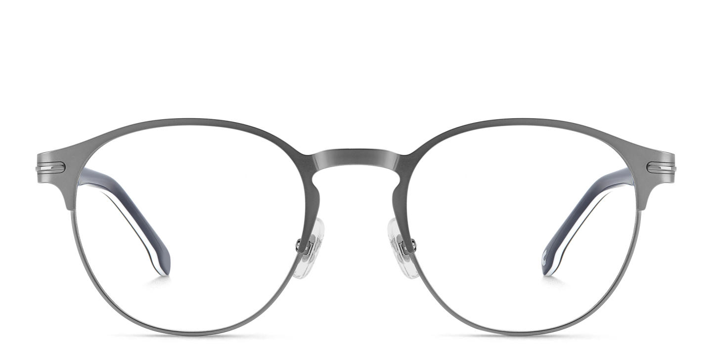 Shop Carrera Logo Round Eyeglasses in Gunmetal online.