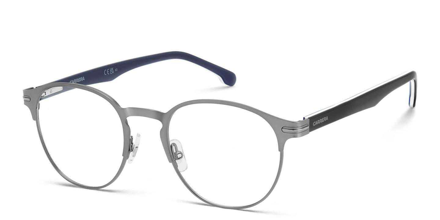 Shop Carrera Logo Round Eyeglasses in Gunmetal online.