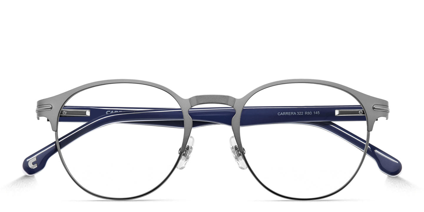 Shop Carrera Logo Round Eyeglasses in Gunmetal online.