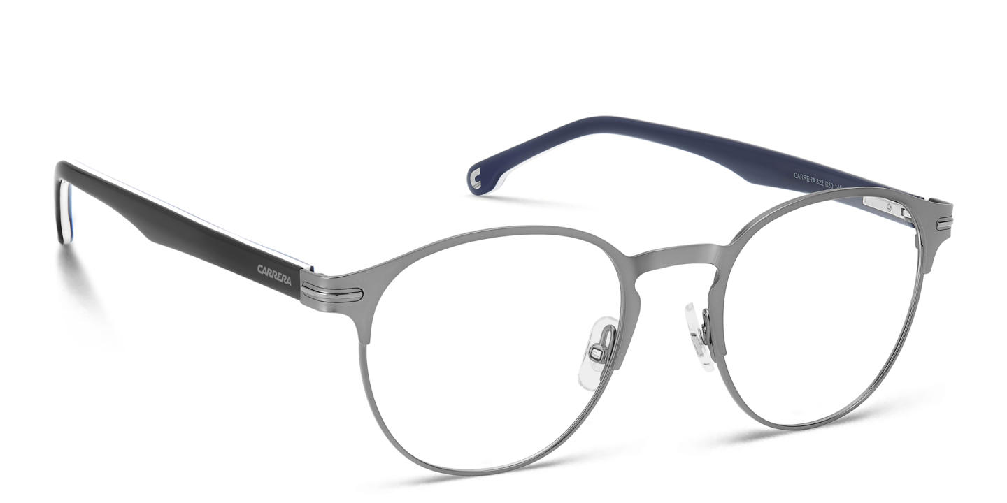 Shop Carrera Logo Round Eyeglasses in Gunmetal online.