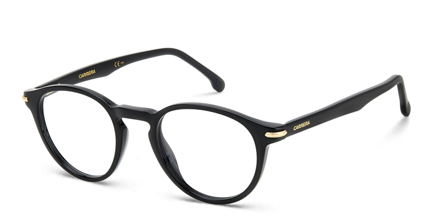 Shop Carrera Unisex Logo Round Eyeglasses in Black online.