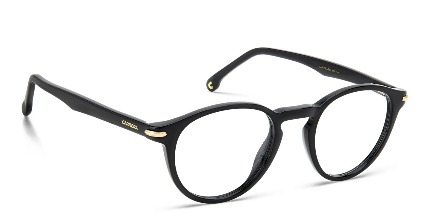 Shop Carrera Unisex Logo Round Eyeglasses in Black online.