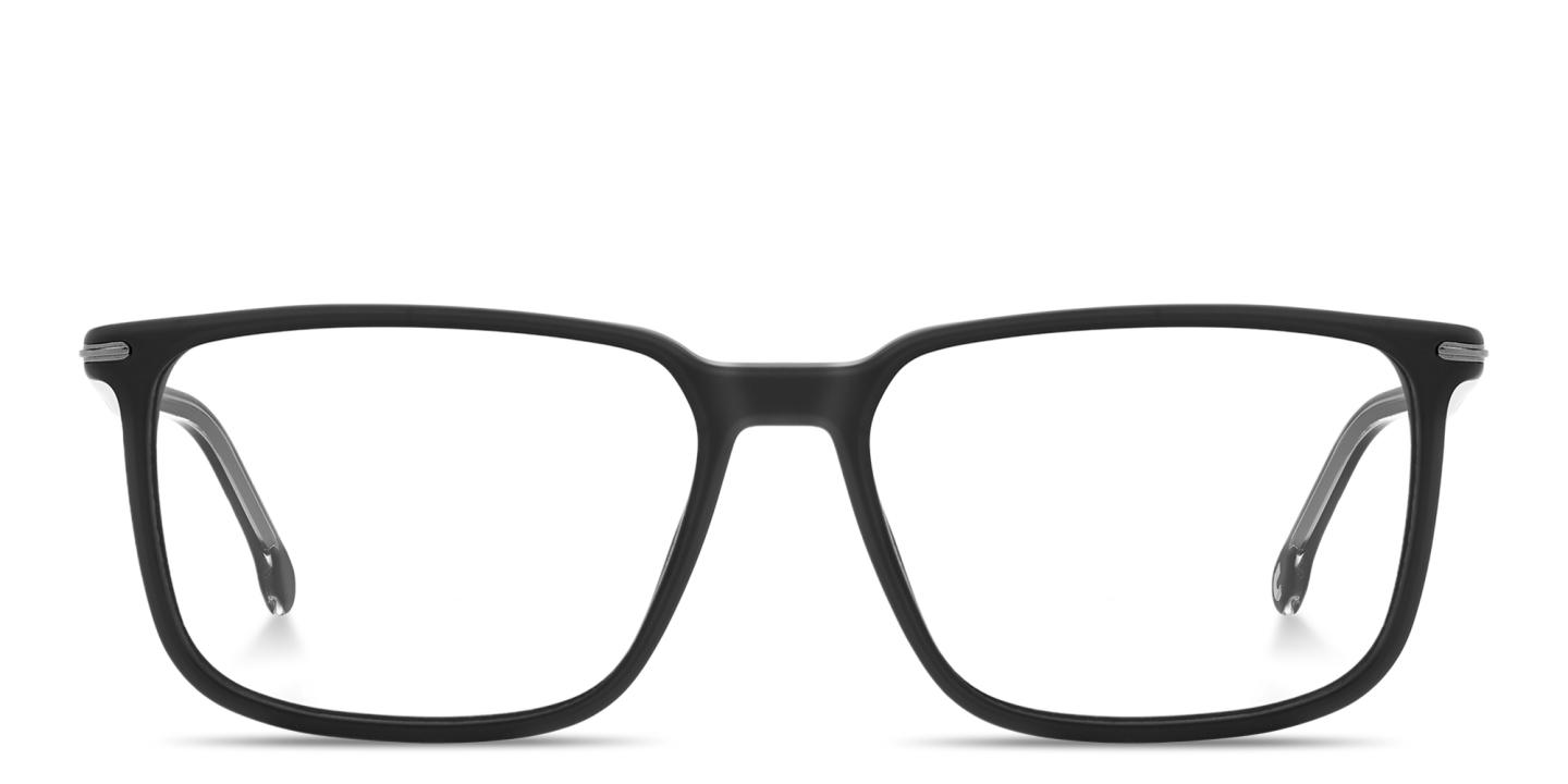 Shop Carrera Logo Lettering Wide Rectangle Eyeglasses in Matte Black online.