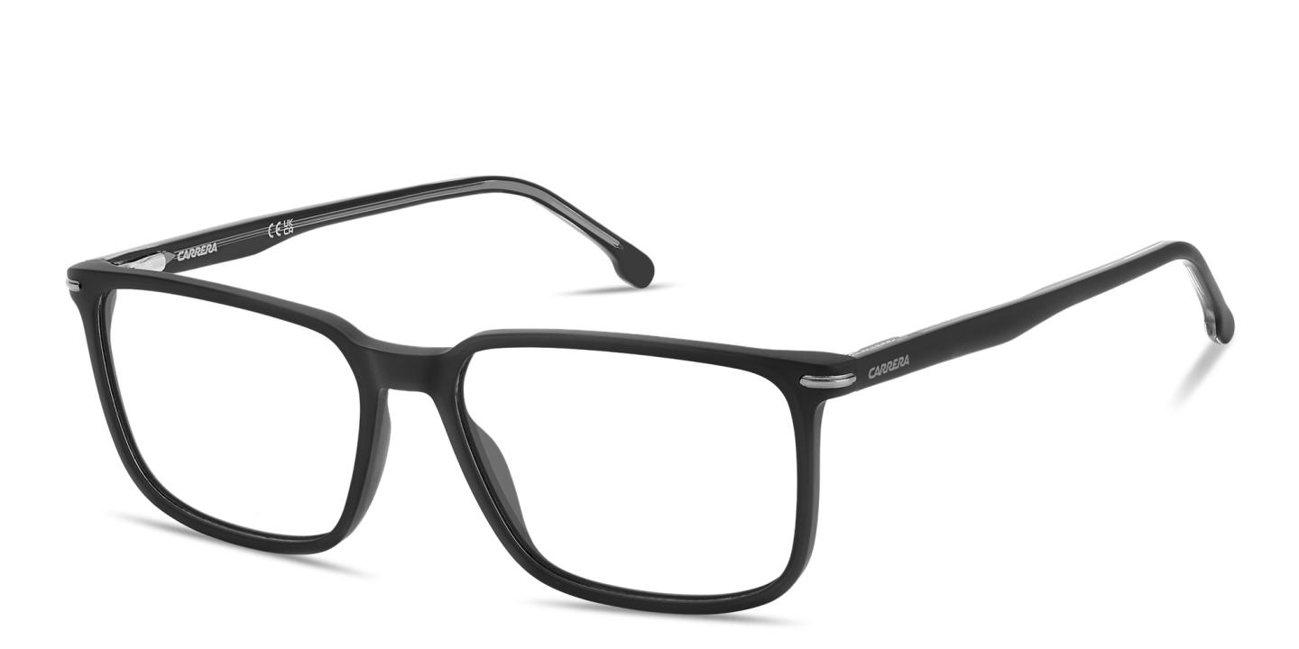 Shop Carrera Logo Lettering Wide Rectangle Eyeglasses in Matte Black online.