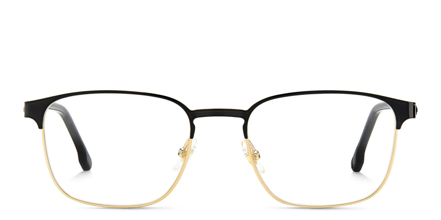 Shop Carrera Logo Square Eyeglasses in Black Gold online.