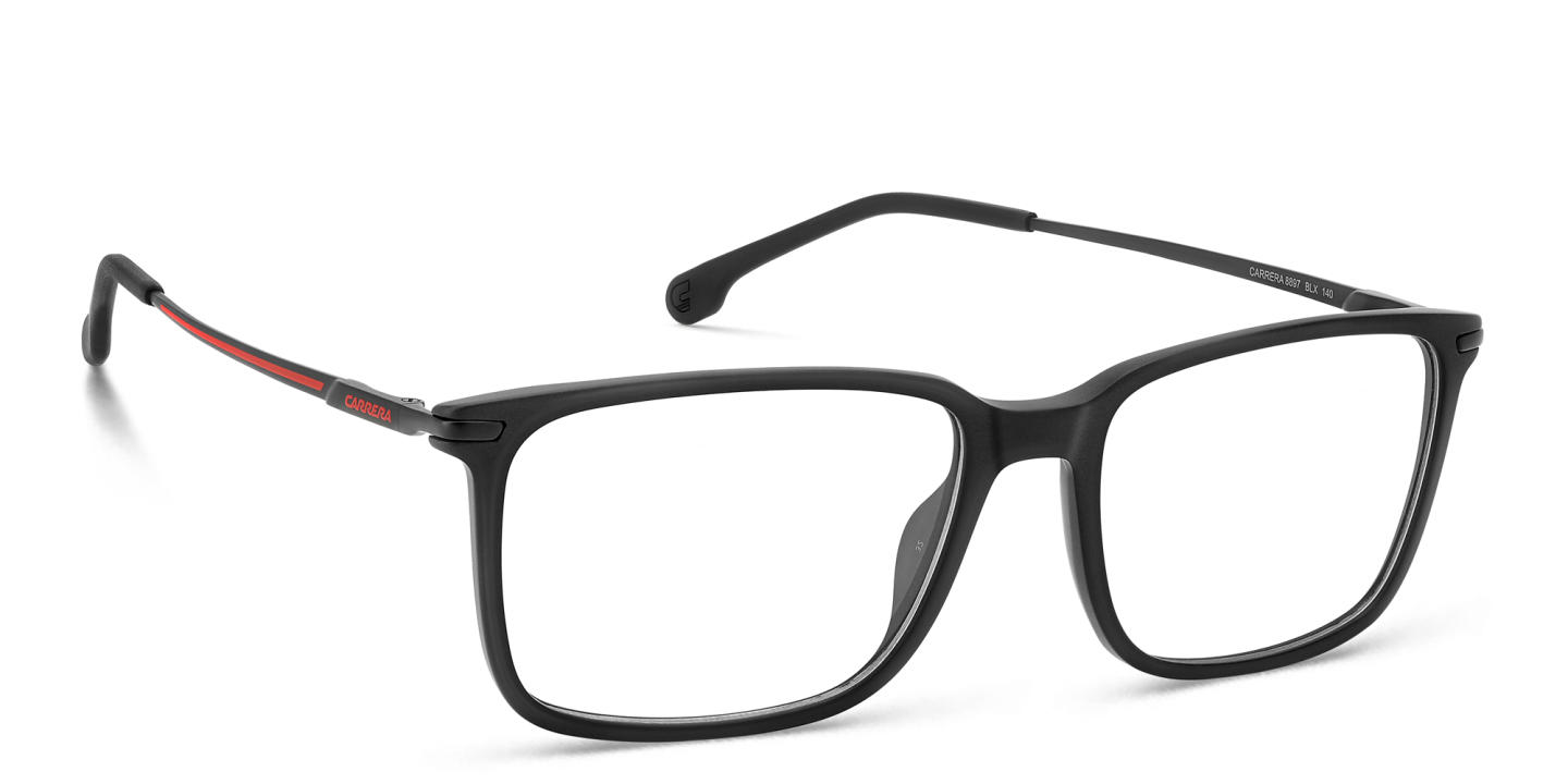 Shop Carrera Logo Rectangle Eyeglasses in Black online.