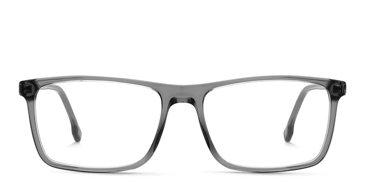 Shop Carrera Logo Rectangle Eyeglasses in Transparent Grey online.