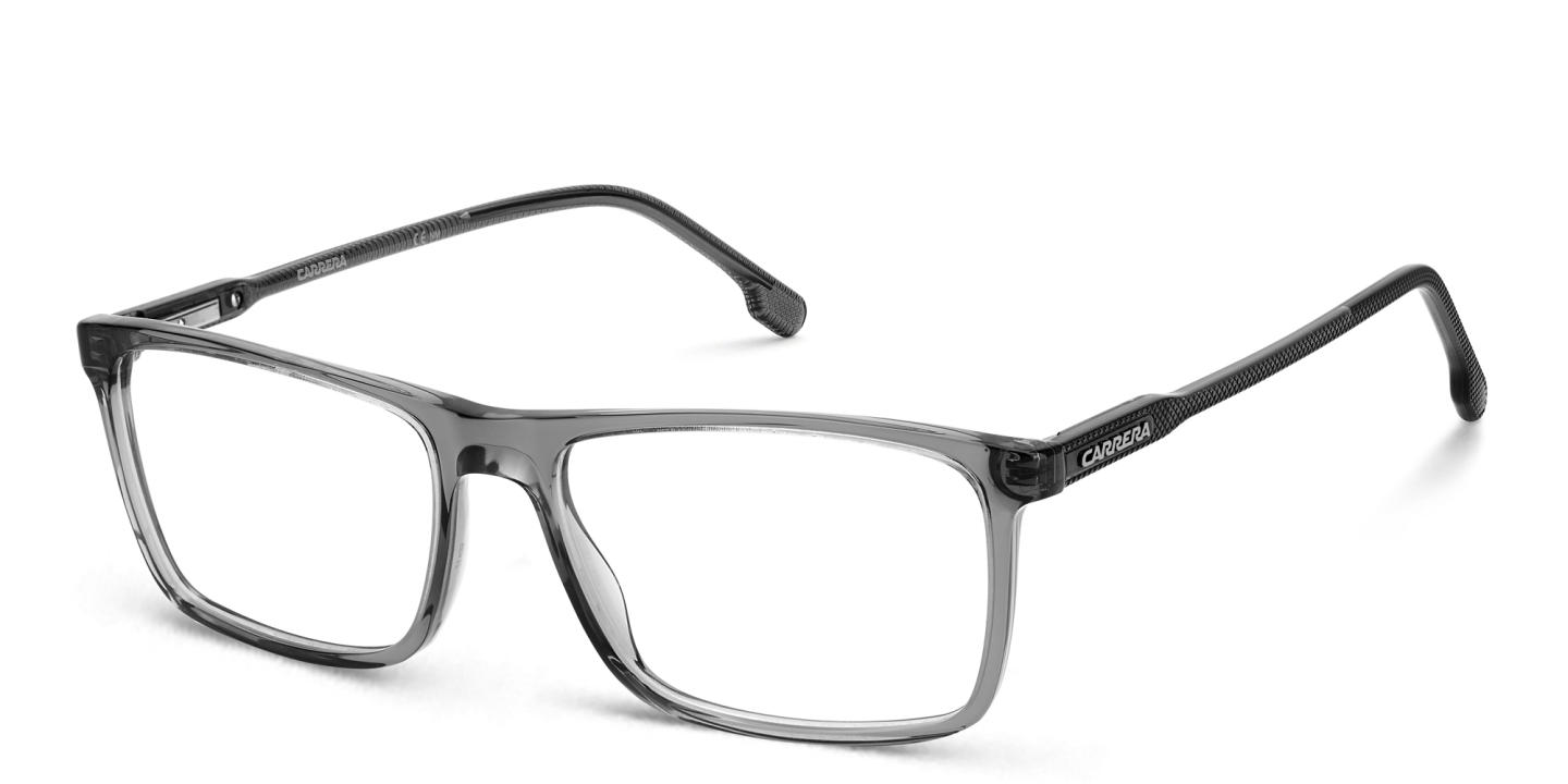 Shop Carrera Logo Rectangle Eyeglasses in Transparent Grey online.