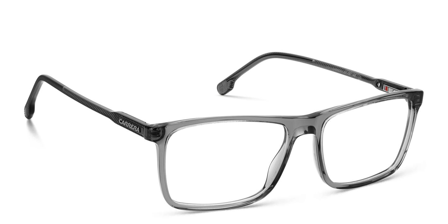 Shop Carrera Logo Rectangle Eyeglasses in Transparent Grey online.