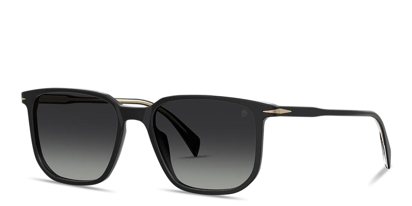 Shop DAVID BECKHAM Talisman Rectangle Sunglasses in Black online.