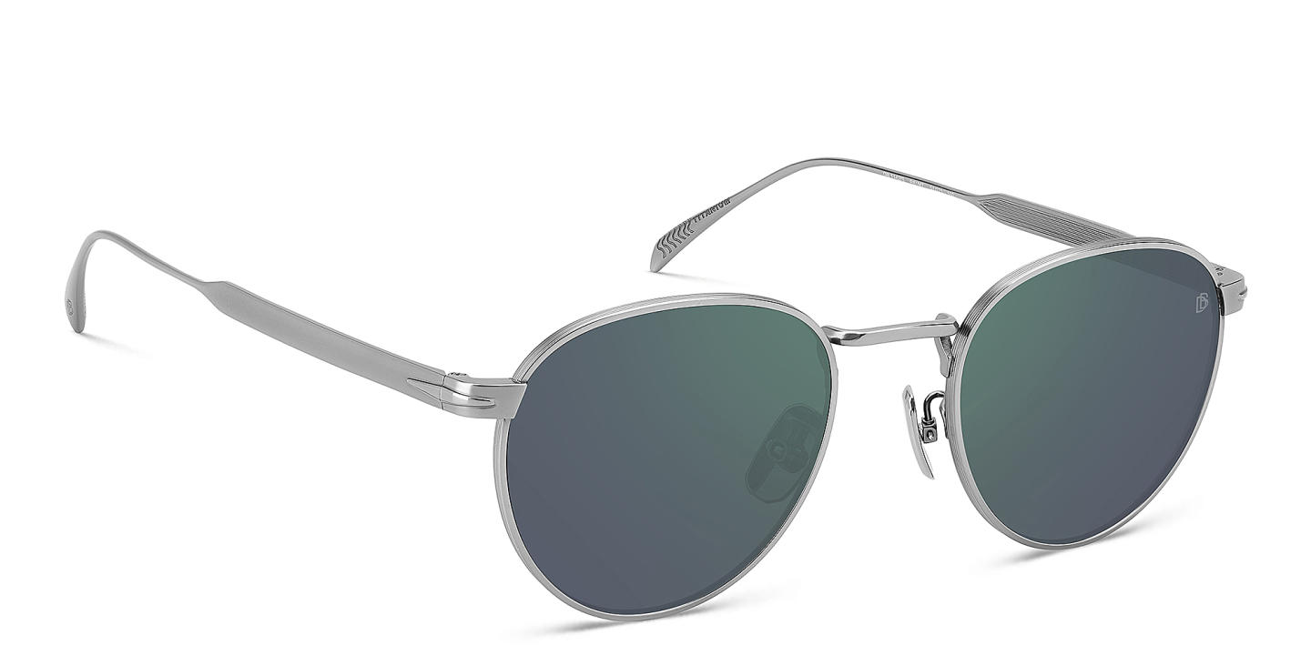 Shop DAVID BECKHAM Timeless Icons Panthos Sunglasses in Matte Ruthenium online.