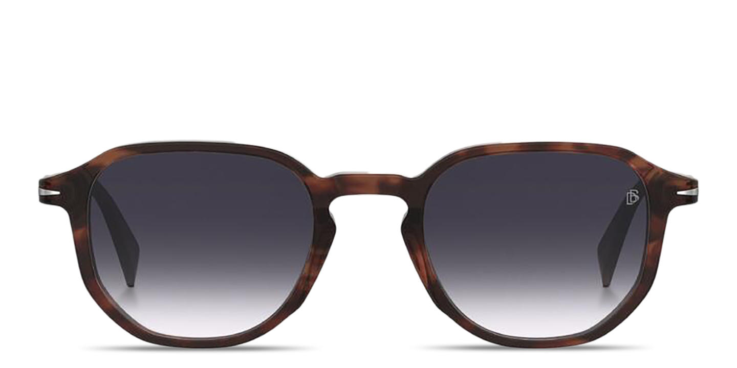 Shop DAVID BECKHAM Talisman Irregular Sunglasses in Brown Horn online.