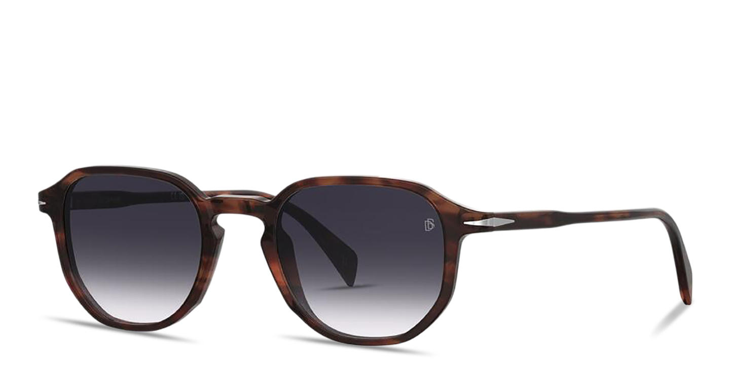Shop DAVID BECKHAM Talisman Irregular Sunglasses in Brown Horn online.