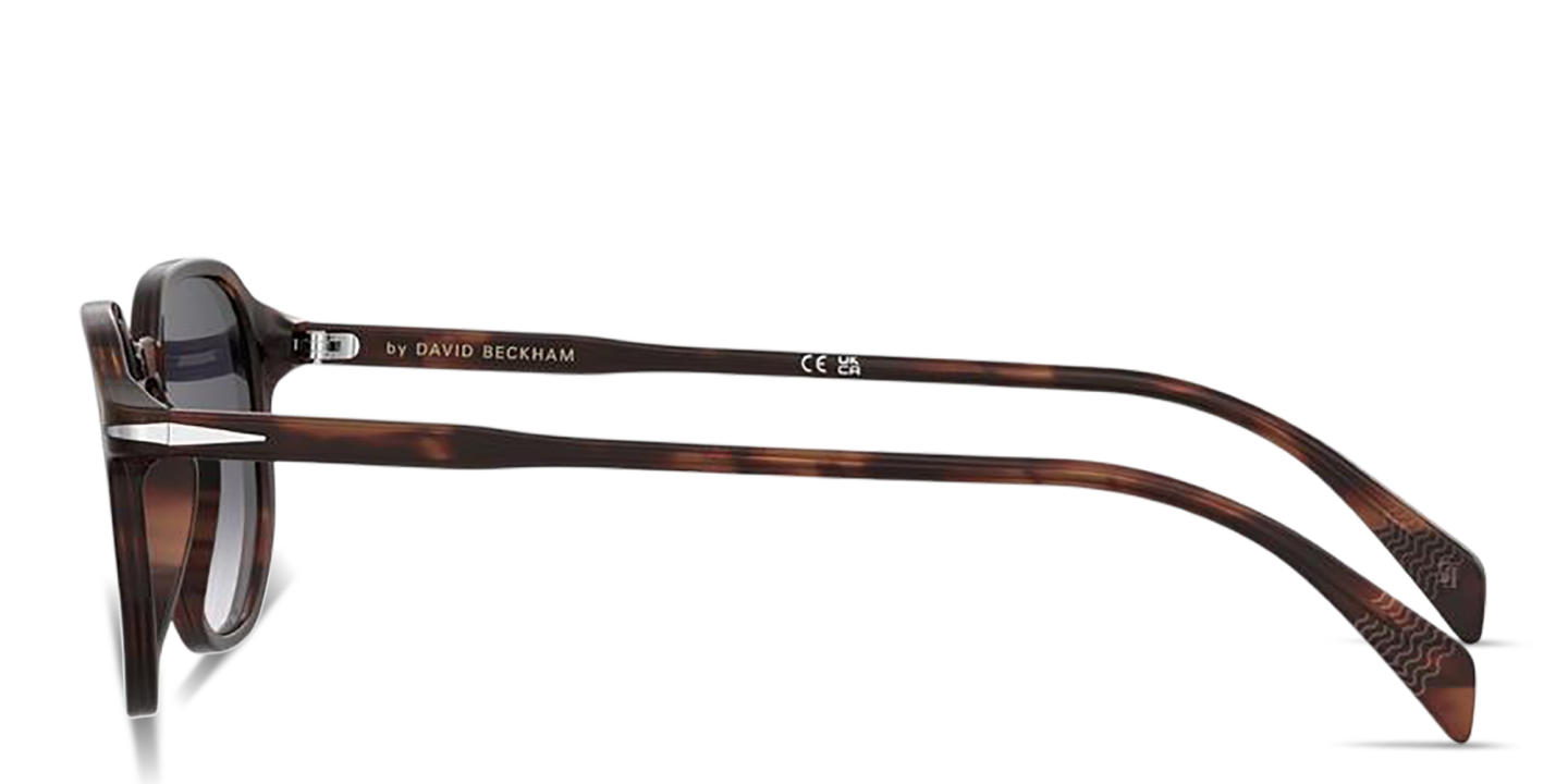 Shop DAVID BECKHAM Talisman Irregular Sunglasses in Brown Horn online.