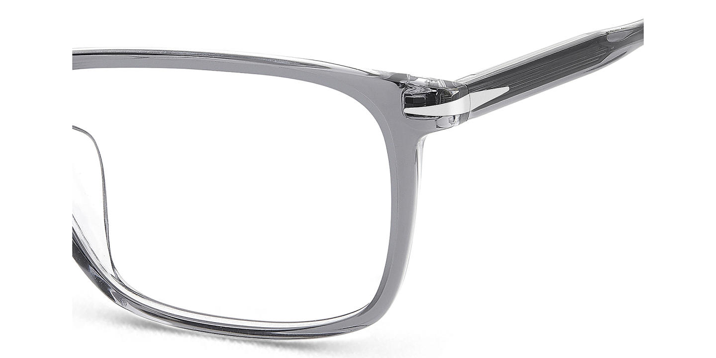 Shop DAVID BECKHAM Timeless Icons Rectangle Eyeglasses in Grey Crystal online.