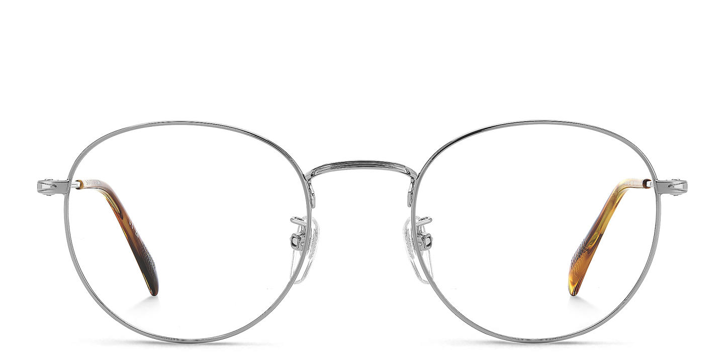 Shop DAVID BECKHAM Timeless Icons Round Eyeglasses in Silver online.
