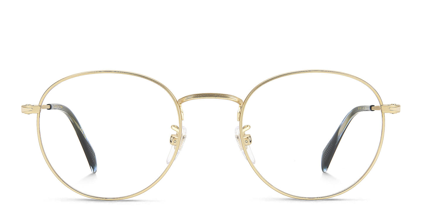 DAVID BECKHAM Timeless Icons Round Eyeglasses in Matte Gold – Product Photo 0
