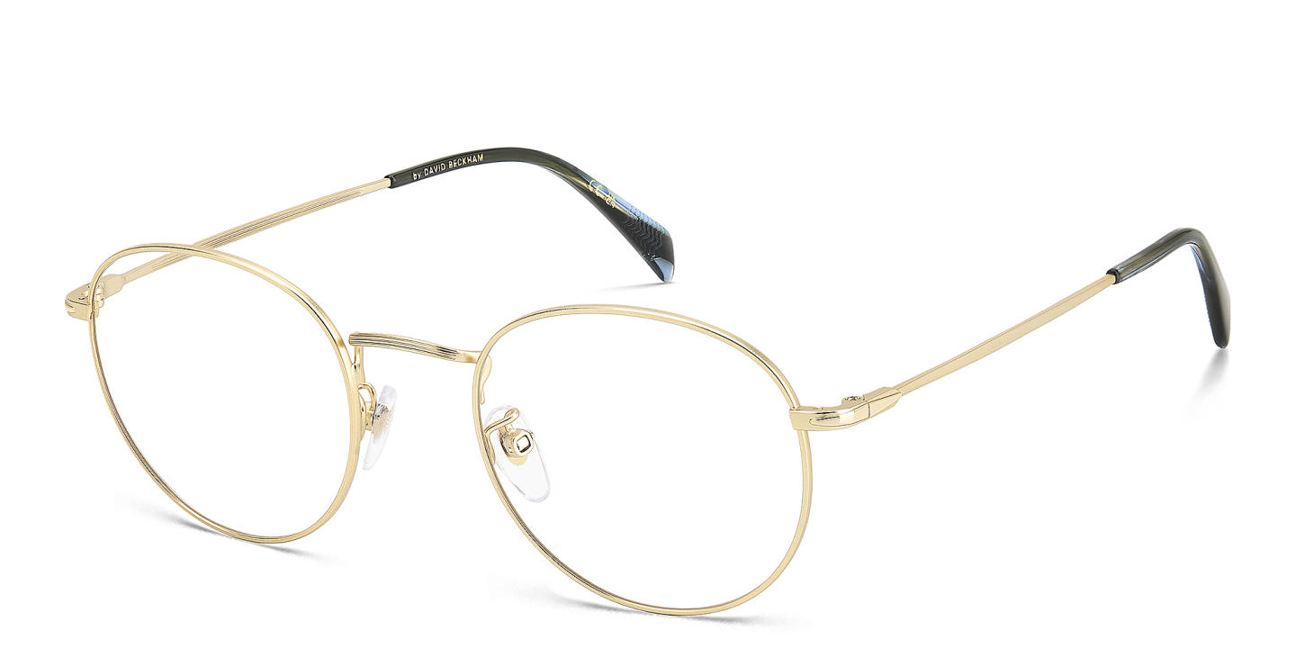 DAVID BECKHAM Timeless Icons Round Eyeglasses in Matte Gold – Product Photo 1