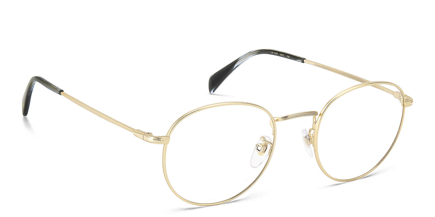 DAVID BECKHAM Timeless Icons Round Eyeglasses in Matte Gold – Product Photo 2