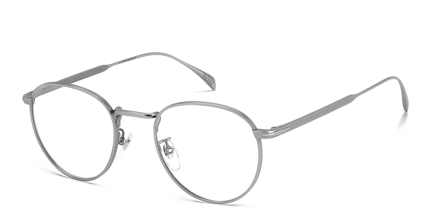 DAVID BECKHAM Timeless Icons Round Eyeglasses in Matte Ruthenium – Product Photo 1