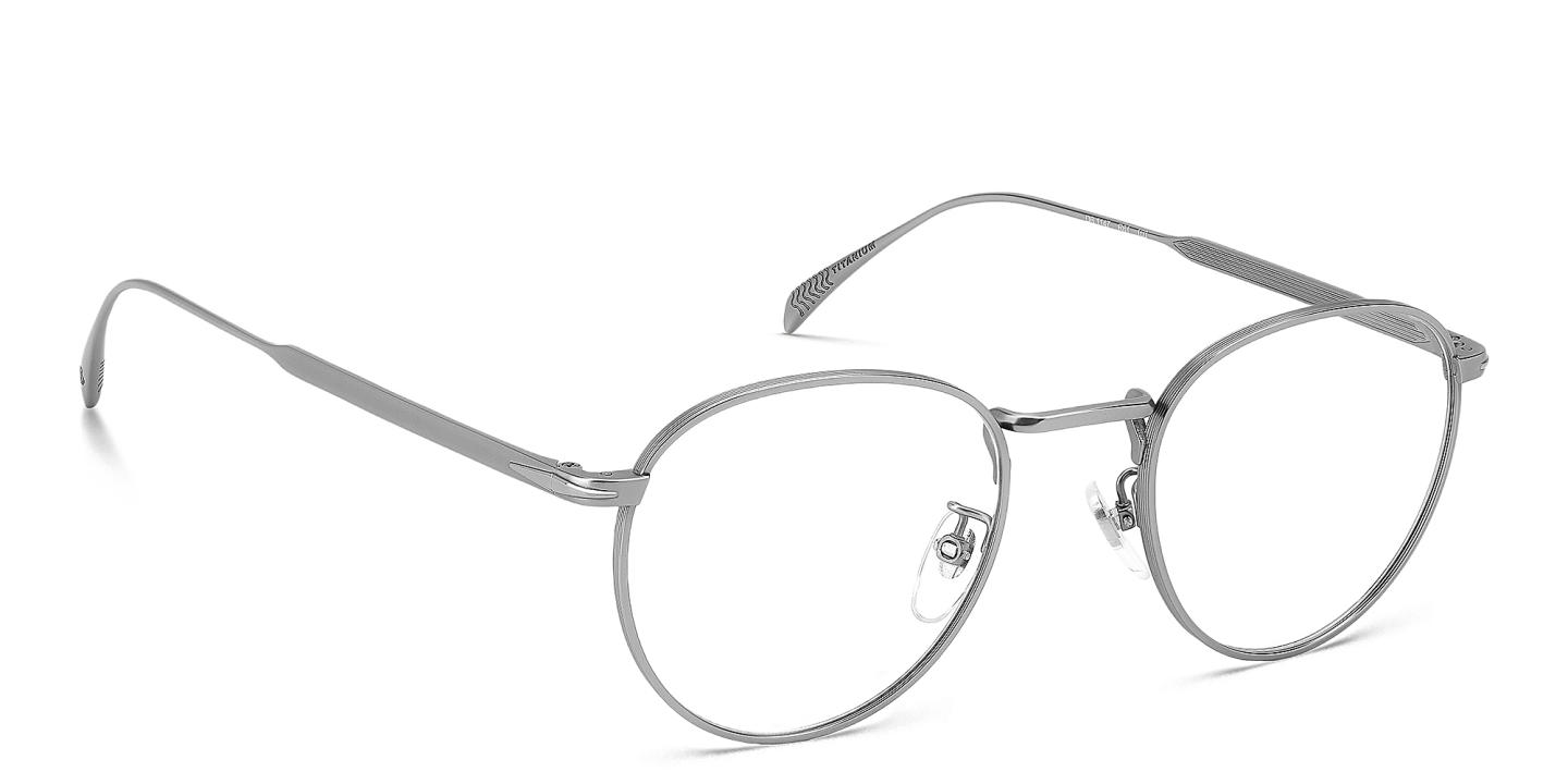 DAVID BECKHAM Timeless Icons Round Eyeglasses in Matte Ruthenium – Product Photo 2