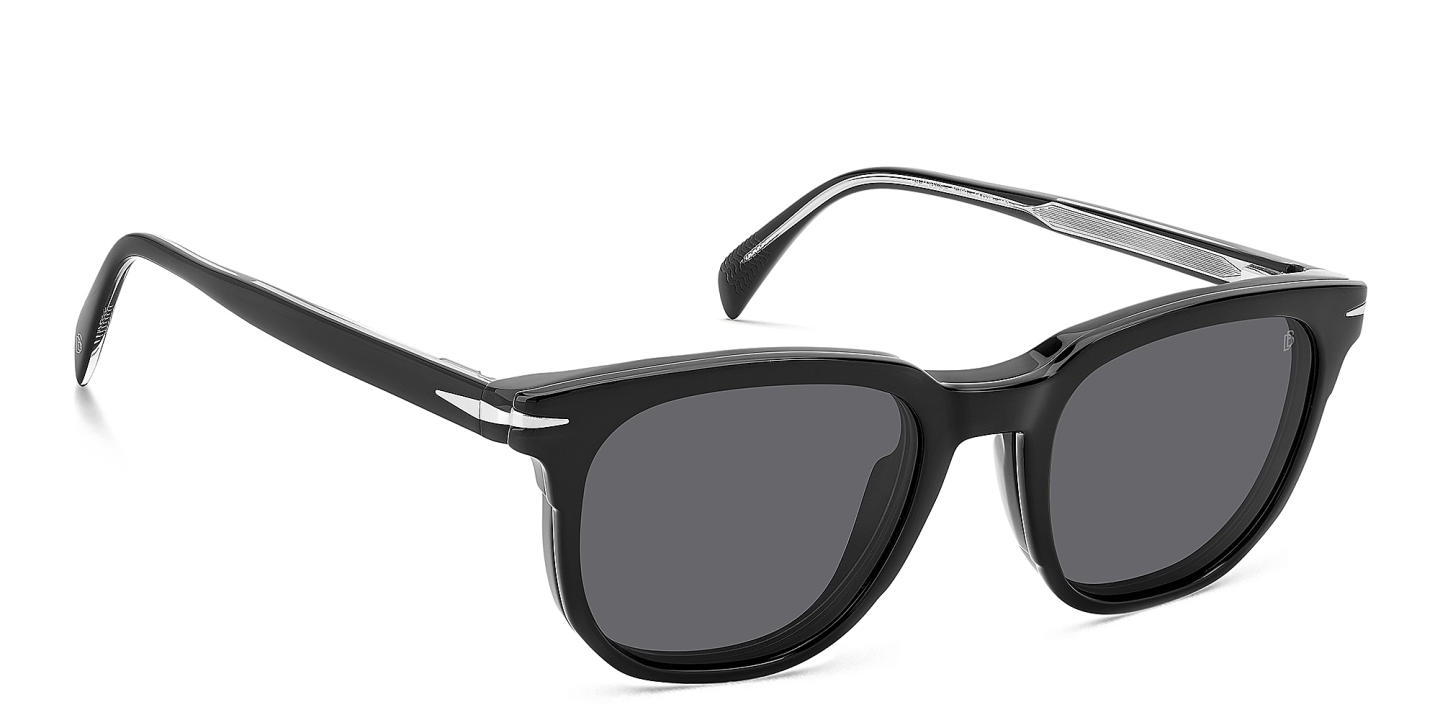 Shop DAVID BECKHAM Style Pioneer Clip-On Square Eyeglasses in Black online.