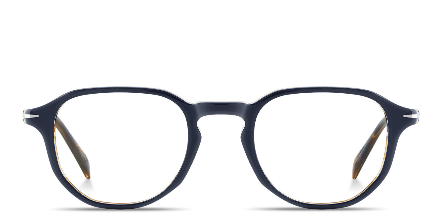 Shop DAVID BECKHAM Talisman Irregular Eyeglasses in Blue online.