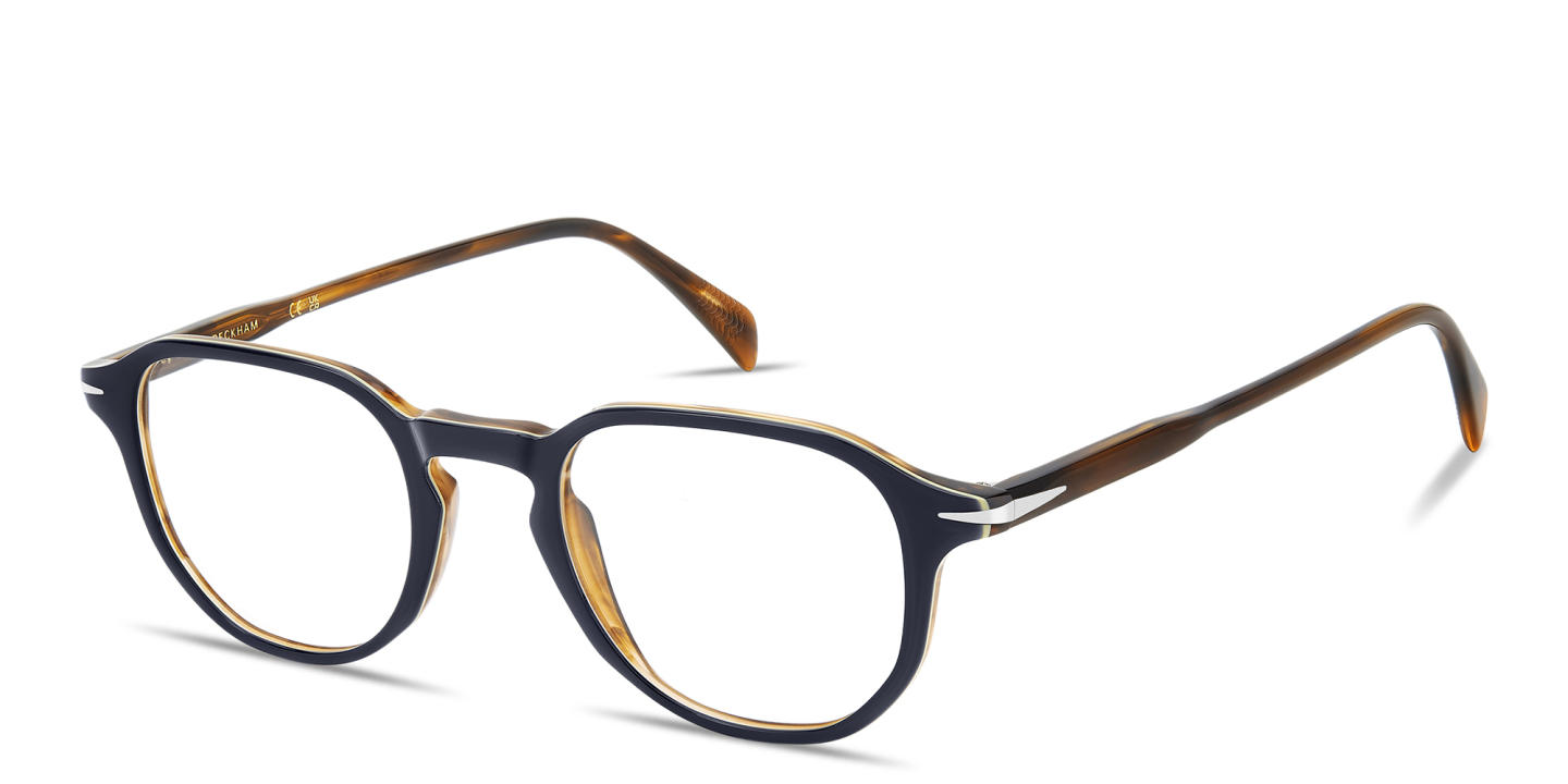 Shop DAVID BECKHAM Talisman Irregular Eyeglasses in Blue online.