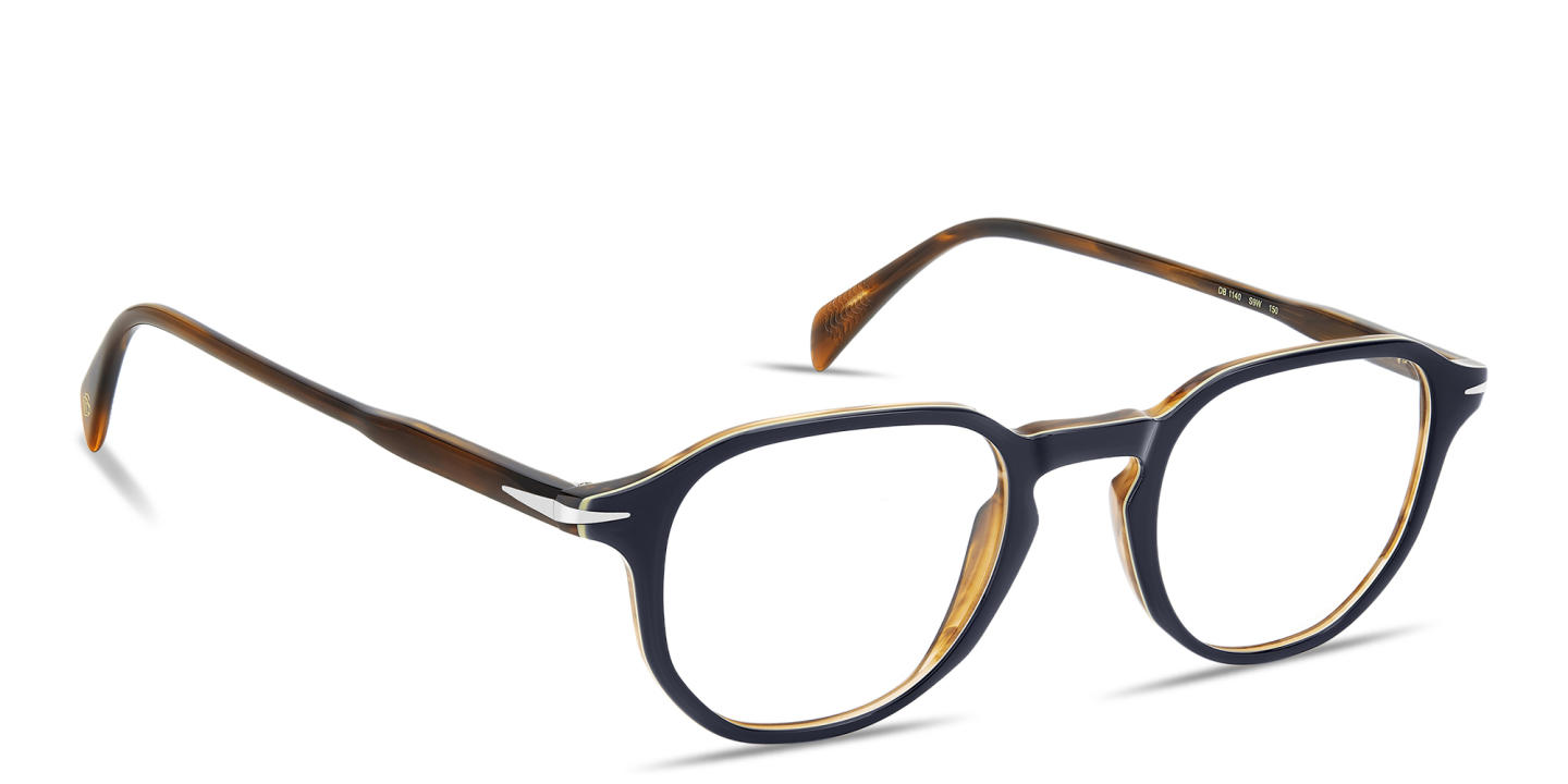 Shop DAVID BECKHAM Talisman Irregular Eyeglasses in Blue online.