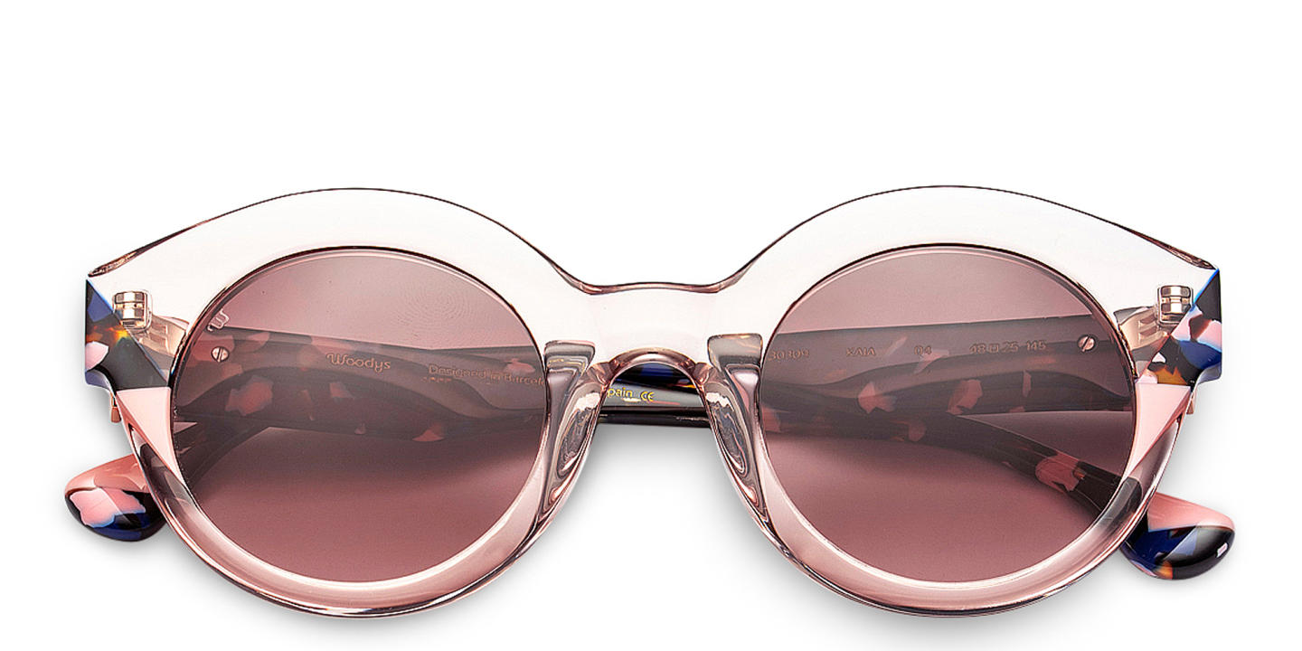 Woodys Kaia Round Sunglasses in Transparent Pink – Product Photo 0