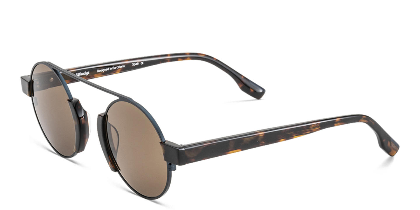 Woodys Panos Round Sunglasses in Havana – Product Photo 1