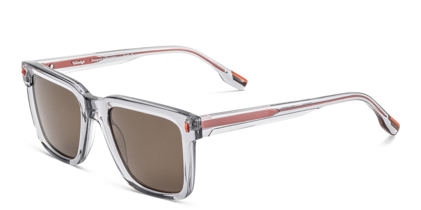 Shop Woodys Burke Square Sunglasses in Transparent Grey online.