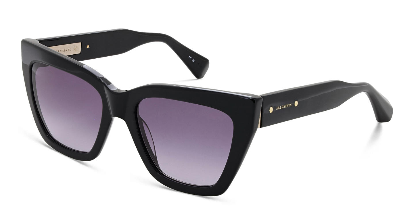 ALL SAINTS Logo Cat-Eye Sunglasses in Black – Product Photo 1