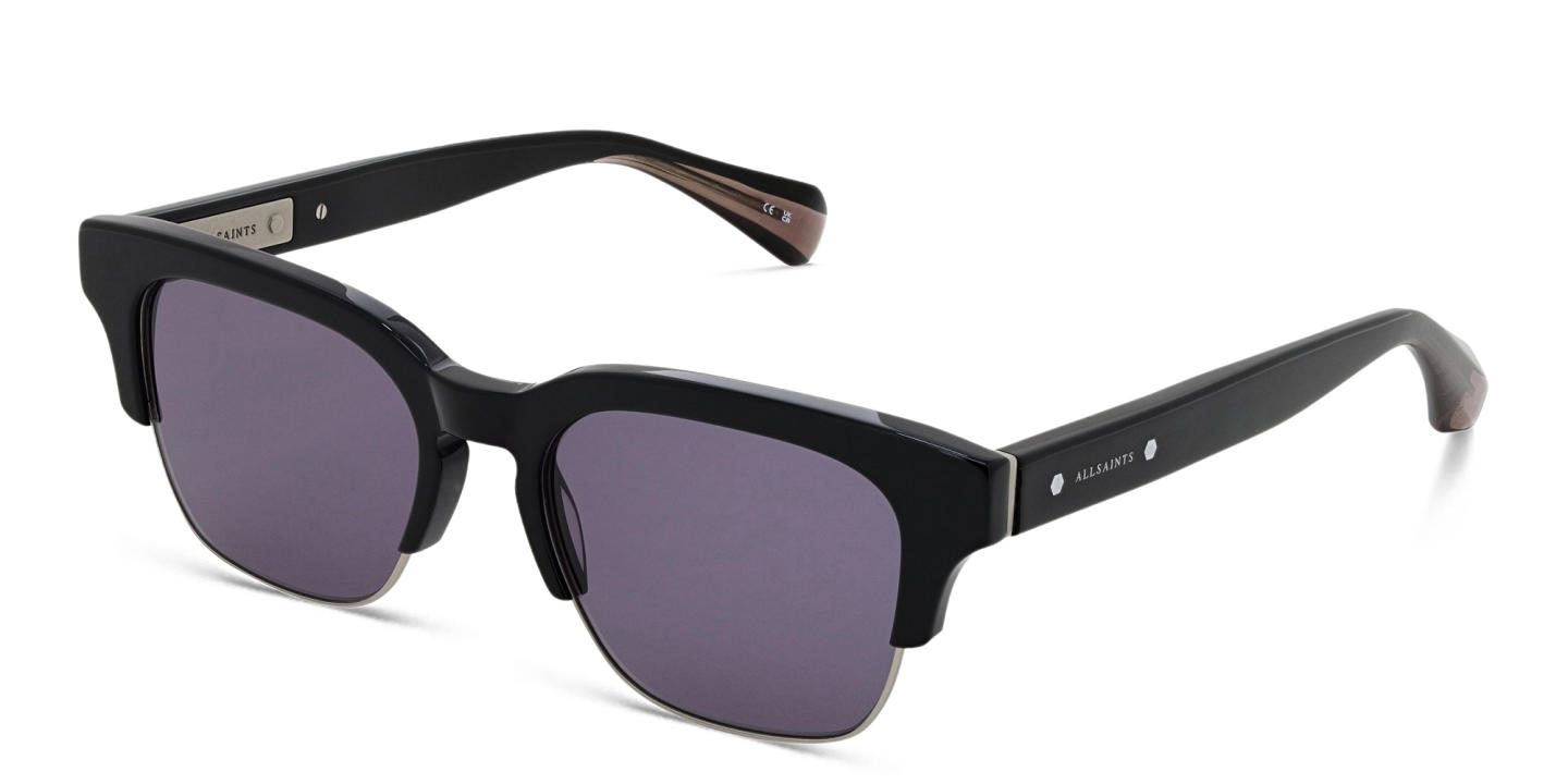 Shop ALL SAINTS Logo Square Sunglasses in Black online.