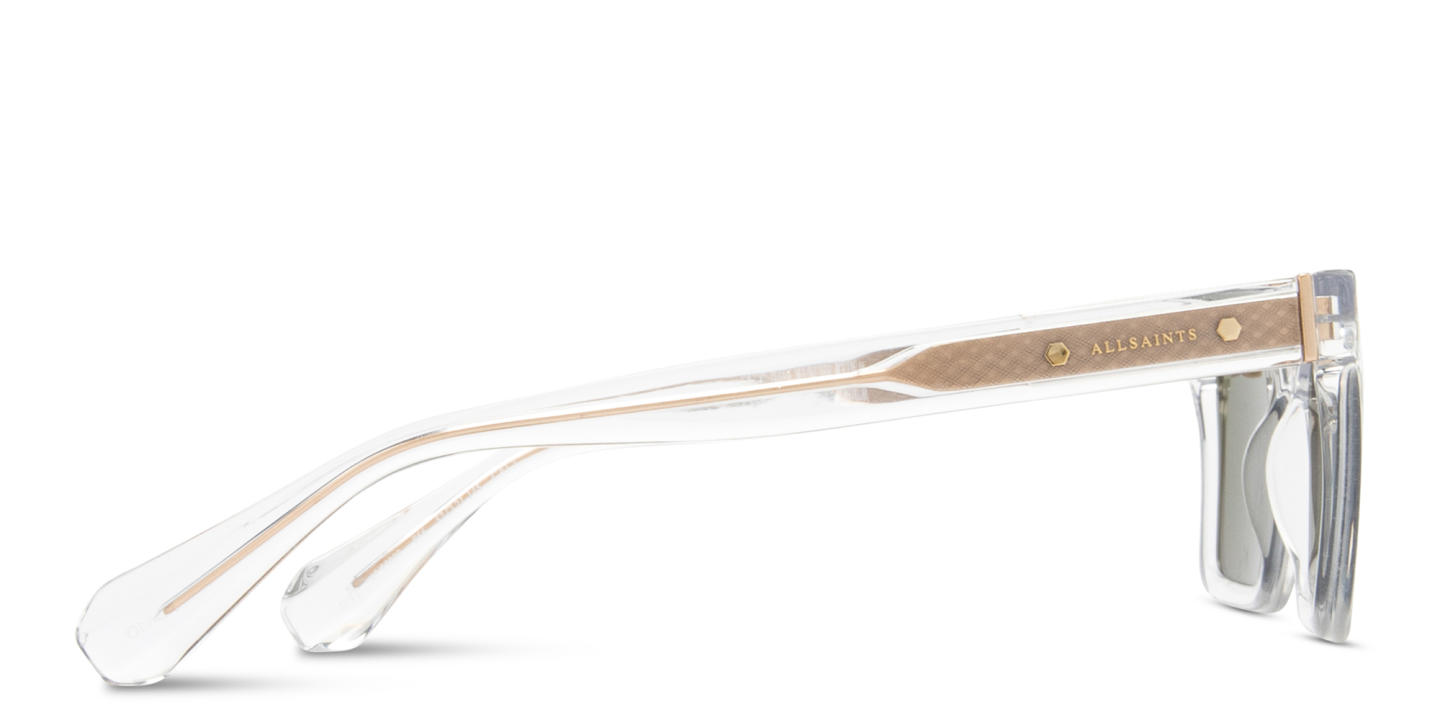 Shop ALL SAINTS Logo Rectangle Sunglasses in Clear online.