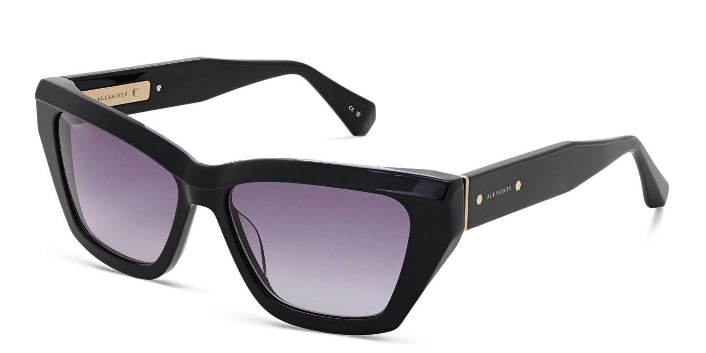 Shop ALL SAINTS Logo Cat-Eye Sunglasses in Black online.